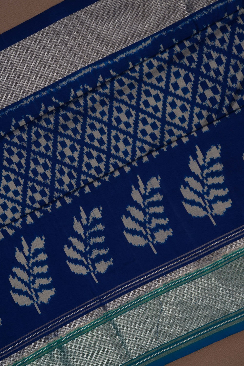 Image of Pochampally Ikat Silk Indigo Blue Saree